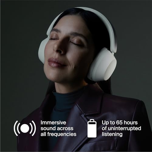 Clemm Ambience Over-Ear Headphones, Active Noise Canceling & Transparency Mode, 65H Playtime, Bluetooth, 40mm Drivers, Built-in Mic, Memory Foam Earcups, Aux Cable Included, Ivory - color: Ivory