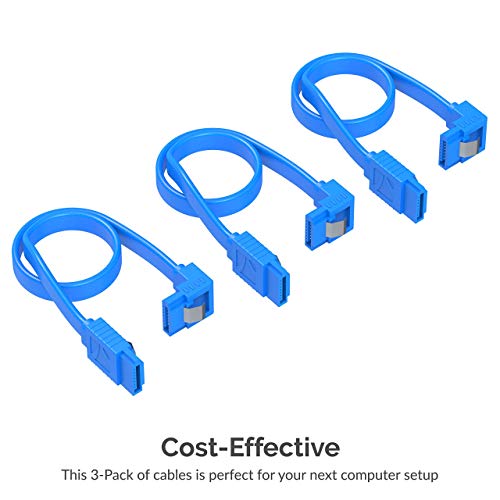SABRENT SATA III (6 Gbit/s) Straight Data Cable with Locking Latch for HDD/SSD/CD and DVD Drives + SATA III (6 Gbit/s) Right Angle Data Cable with Locking Latch