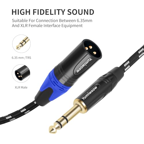 Microphone Cable 10Ft,1/4 to XLR Cable,Quarter inch(6.35mm) TRS to XLR Male, 1/4" Stereo Jack to XLR Balanced Interconnect Cord Patch Cable,Compatible with Speakers, Audio Consoles 2Pack