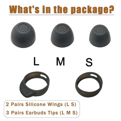 Silicone Ear Tip & Ear Wing for Samsung Galaxy Buds FE Replacement - color: Gray