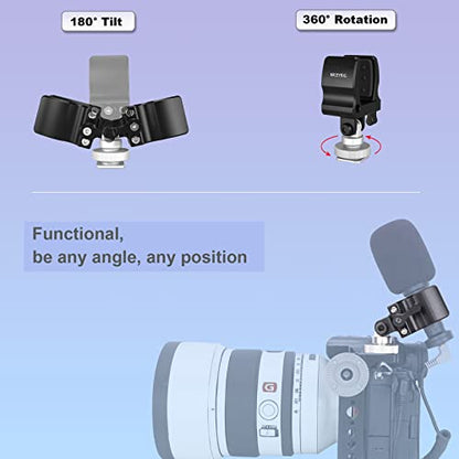 NICEYRIG Shock-proof Shotgun Microphone Holder with 18.5-35 mm Adjustable Clamp, Microphone LED Flashlight Aluminum Holder for Camera, Cage Rig, Tripod - 549