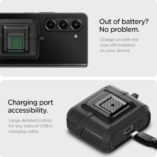 Spigen Lock Fit Designed for Galaxy Buds3, Buds3 Pro & 3 FE (2025/2024) | Secure Locking Clip, Dual-Layer Protection, Included Carabiner - Matte Black - size: Buds3 Pro / Buds 3