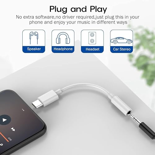 USB Type C to 3.5mm Headphone Jack Adapter 2 Pack | Compatible with iPhone 17 16 15 Pro/Pro Max/Plus, Compatible with Samsung Galaxy S26/S25/S24/S23/S22/S21 Ultra