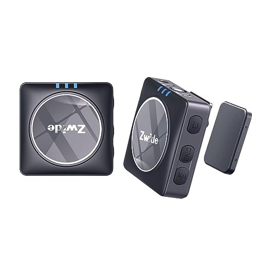 Zwide M1(2nd Gen) Professional Portable Wireless Microphone System with Magnetic Clip, Compact Digital Mini Lapel Mic with 3 Level Noise Cancellation, Stereo for DSLR Camera, 1 Receiver & Transmitter