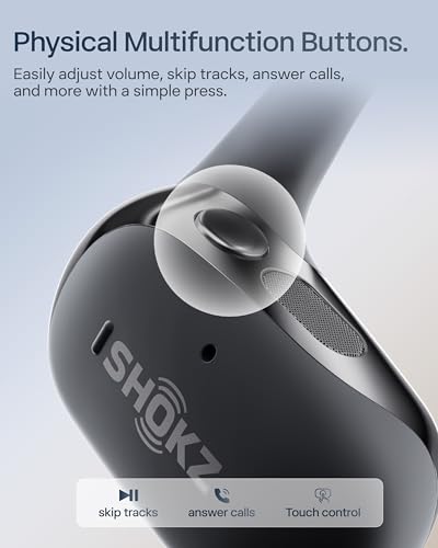 SHOKZ OpenFit 2+ Open-Ear Earbuds, Black, Dolby Audio,Wireless Charging | Soft Ear Hooks； IP55 Water-Resistant; USB-C Fast Charging；48H Playtime; Gym/outdoor/home use - color: Black, style: Dolby Audio / USB-C&Wireless
