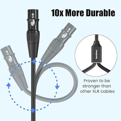 XLR Splitter Cable, 1 Female to 2 Male Y Splitter 3ft 2Packs | Female to Dual Male Y Cable for Microphone, Mixer, Gold-Plated Connecors - size: 3ft 2Packs, style: xlr 1 female to 2 male