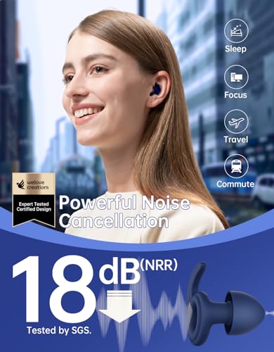 Welove Ultra-Comfy Ear Plugs with First-Ever UV Sanitizer—Reusable Earplugs for Sleep, Focus, Travel, and Noise Sensitivity |Hearing Protection |Customizable Fit | 18dB NRR Noise Reduction - color: Aquatic