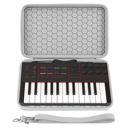 GEEKRIA Audio Interface Carrying Case, Compatible with Akai Professional MPK Mini IV, EVA Hard Shell Portable Travel Bag (Light Gray) - color: Light Grey