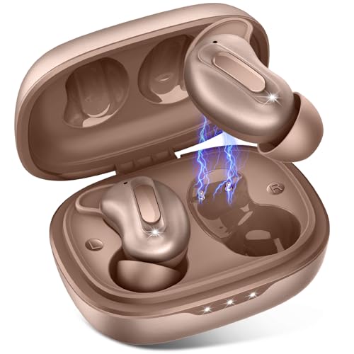 Sleep Earbuds, Mini ANC Wireless Earbuds Bluetooth 5.4 Headphones Deep Bass Stereo, 48H Playtime Ear Buds, 4 ENC Noise Cancelling Mic, IP7 In Ear Earphones for Side Sleepers,Touch Control, Velvet Gold