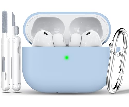 RFUNGUANGO AirPods Pro 3 Case Silicone Protective Cover, Sky Blue | Compatible with AirPods Pro 3rd Generation, Wireless Charging Compatible with Cleaning Kit & Keychain - color: B-Sky Blue, size: AirPods Pro 3 Case