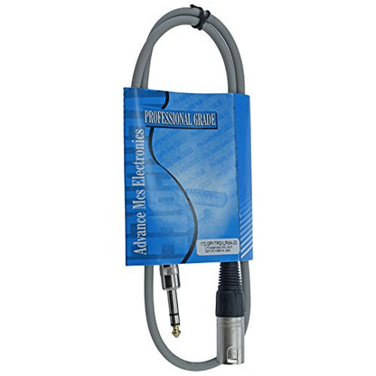 1/4" TRS to 3 Pin XLR Male Pro Audio Patch Cable Balanced and Shielded (3 Foot Feet ft Long, Gray) - color: Gray, size: 3 ft long