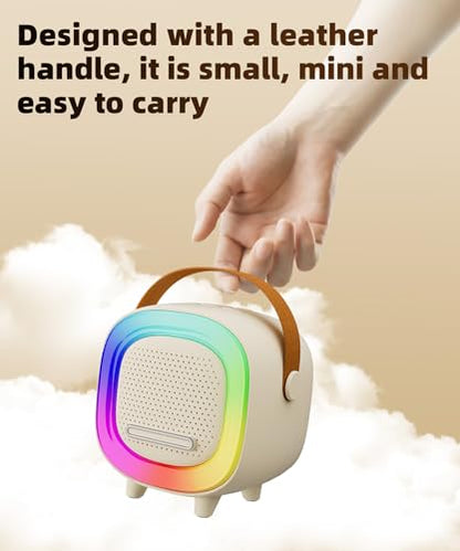 Kids Karaoke Machine Ages 3-12, Mini Wireless Microphones Bluetooth Speaker | LED Party Lights, Voice Changer, Duets, BT 5.3, Rechargeable Portable, Birthday Christmas Toys & Gifts for Boys & Girls - color: Off-White - 1 Mic