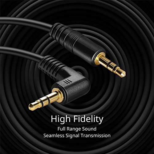 TNP 3.5mm Right Angle Audio Cable, 6 Feet Male-to-Male Aux Headphone Cord | 90 Degree Trs Aux Cable with Gold-Plated Connectors for Car Stereos, Speakers, Phones, Tablets, Computers and Headphones - size: 6 Feet