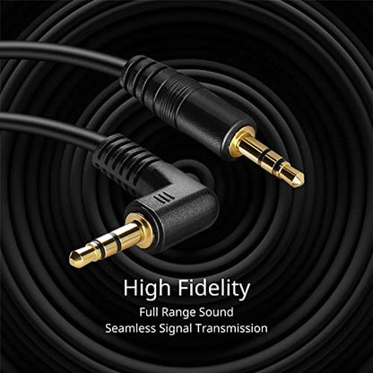 TNP 3.5mm Right Angle Audio Cable, 6 Feet Male-to-Male Aux Headphone Cord | 90 Degree Trs Aux Cable with Gold-Plated Connectors for Car Stereos, Speakers, Phones, Tablets, Computers and Headphones - size: 6 Feet