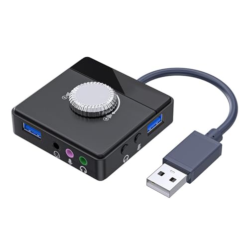 USB Sound Card, Plug and Play External USB Sound Adapter Audio Adapter with 3.5mm USB Interface Volume Control for PC Laptop