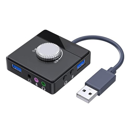 USB Sound Card, Plug and Play External USB Sound Adapter Audio Adapter with 3.5mm USB Interface Volume Control for PC Laptop