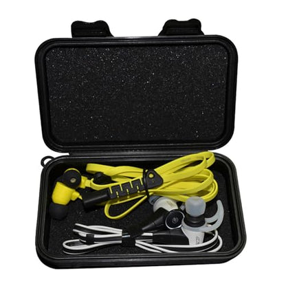 Earphone Case, KYUHEEO Waterproof Headphone Storage Bag Earbud Hard Protective Carrying Case for Wired Earphones, Ear Tips,Earphone Cables, Camera Chips(Black)