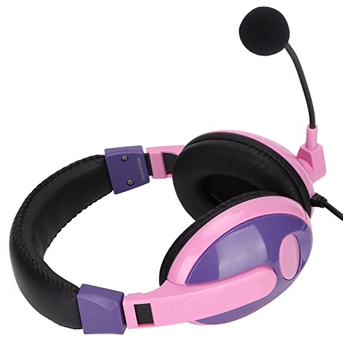 Electronics Gaming Headset Lightweight Comfortable Design with Mic for PC Mobile Phones 3.5mm Plug 1 Unit (Purple) - color: Purple