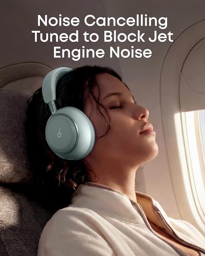 Soundcore Anker Space 2 Bluetooth 6.1 Over-Ear Headphones, Travel-Ready | Active Noise Cancelling, 50H Playtime, LDAC Hi-Res, Dual Connection, Clear Calls, Nap Mode, Wearing Detection, Fast Charging - color: Seafoam Green
