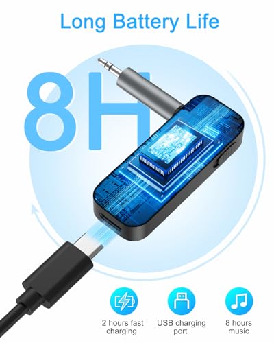 (Upgraded) Ankilo Aux Bluetooth 5.4 Adapter for Car, 2 in 1 Bluetooth Receiver Transmitter, Suitable for Cars, TV, Speakers, Stereo Systems and Headphones - color: Black