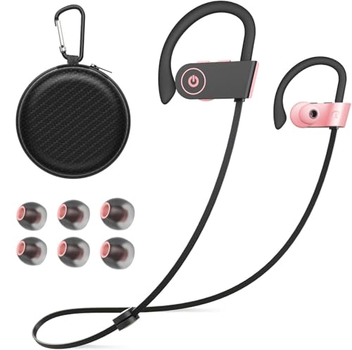 JOYWISE Bluetooth Headphones, Wireless Headphones 16H Playtime Wireless Earbuds with Mic Stereo in-Ear Earphones, IPX7 Waterproof Sports Ear Buds Sound Isolation Headsets for Running, Workout Pink - color: Pink