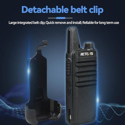 Retevis RT22 Walkie Talkies Long Range Rechargeable with Earpiece (2 Pack) - color: Black