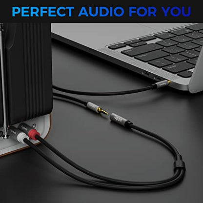 3.5mm to 2 RCA Cable ，Stereo RCA Y Splitter 3.5mm Female to 2RCA Male Stereo Audio Adapter, for TV, Smartphones, MP3, Tablets, Speakers (10 Inch/25CM) - color: 3.5mm TRS Female to 2RCA Male, size: 0.6 Feet