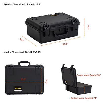 MEIJIA Premium Waterproof Large Hard Camera Case,Hard Protective Case with customizable fit foam,Full Protection with Light&Convenient Design,Elegant Black (21.2"x16.0"x8.3") - size: 21.2"x16.0"x8.3"
