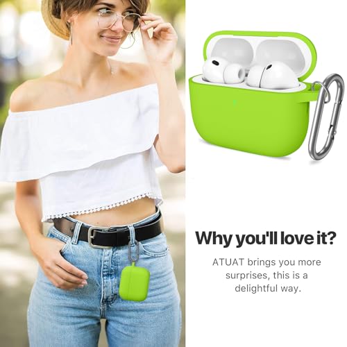 for AirPods Pro 3 Case Cover, Protective Soft Silicone with Keychain Cleaning Pen for Women Men for Apple AirPods Pro 3rd Generation Case(2025), Front LED Visible, Light Green - color: C-Light Green