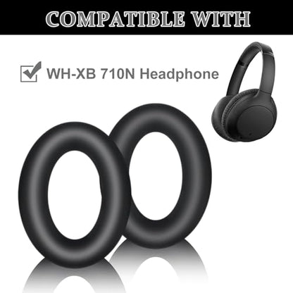 Aiivioll 3 Sets Replacement Ear Pads for Sony WH-CH710N Headphones, Protein Leather Earmuffs/Silicone Zipper Headband Protective Cover/Silicone Earpad Covers for WH-CH710N (Black) - color: Black-3 in 1