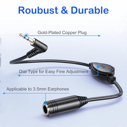 PChero 3.5mm Headphone Extension Cables, 2 Packs Male to Female | Stereo Audio Extender, TRS Cord, Volume Control, For Headset Smartphone Tablets Media Players
