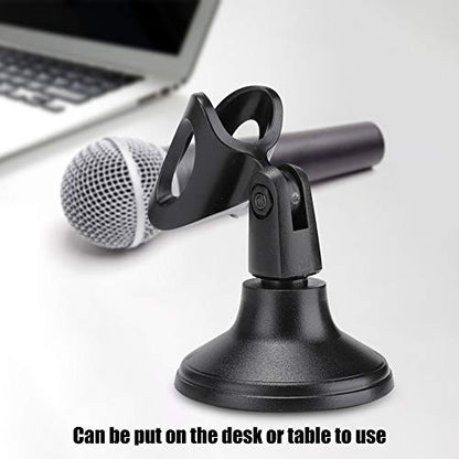 Desktop Mic Stand, Adjustable Microphone Stand Desk, ABS Table Top Microphone Stand with 3x1.6in Base, Compact Mic Holder Desktop for Network Broadcast, Sing Online, Home