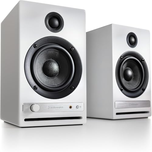 Audioengine HD4 Powered Bookshelf Speakers – Bluetooth 5.3 aptX Adaptive, | 24-Bit DAC, Desktop Speakers for Music, Gaming and Home Audio - White - color: White, style: Active