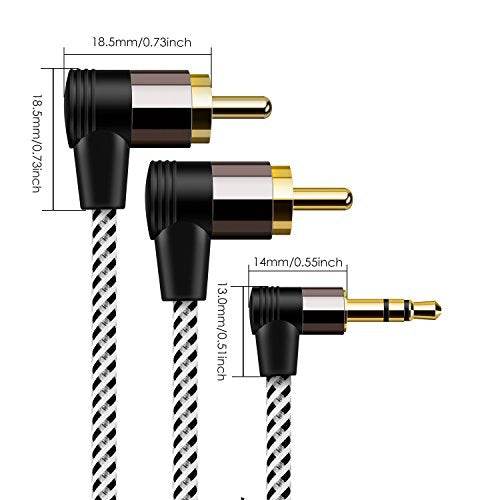 CableCreation 3.5mm to RCA Cable 3FT, Angle 2RCA to 3.5mm Stereo Y Splitter | Male to Male 3.5mm to RCA Adapter for Phones, Laptop, HDTV, Speaker, Echo Dot, Home Theater, Receiver