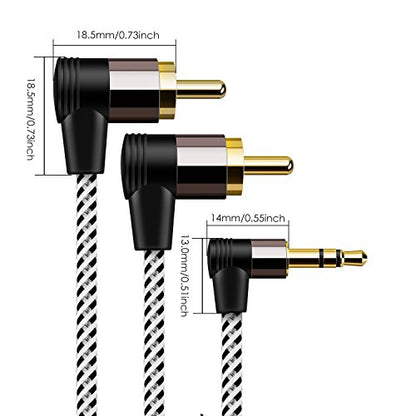 CableCreation 3.5mm to RCA Cable 3FT, Angle 2RCA to 3.5mm Stereo Y Splitter | Male to Male 3.5mm to RCA Adapter for Phones, Laptop, HDTV, Speaker, Echo Dot, Home Theater, Receiver