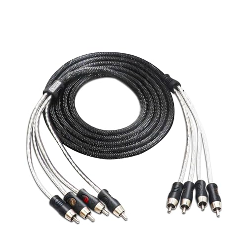 RECOIL PCI49 9ft 4-Channel RCA Audio Interconnects Cable Double Shielded | Premium 100% Oxygen Free Copper with Noise Reduction - size: 9ft
