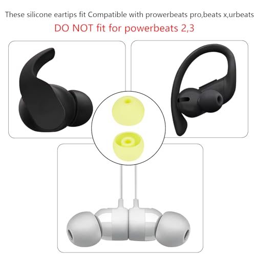 Replacement Earbud Tips Silicone Eartips Compatible with Powerbeats Pro Beats Wireless Earphone Headphones Ear Tips Earbud Replacement Tips, 4 Pairs Yellow - color: Yellow