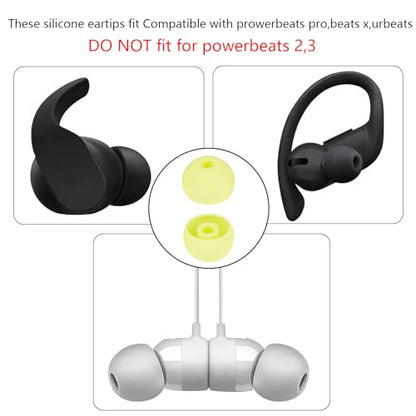 Replacement Earbud Tips Silicone Eartips Compatible with Powerbeats Pro Beats Wireless Earphone Headphones Ear Tips Earbud Replacement Tips, 4 Pairs Yellow - color: Yellow