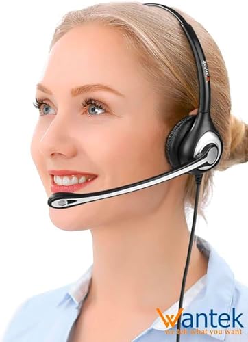 Wantek 2.5mm Headset with Microphone, Wired Phone Headset, Noise Cancelling & Volume Controls, Telephone Headphone Compatible with Panasonic, Cisco, Polycom, Gigaset's 2.5mm Jack Phone Headset - size: 600-2.5mm