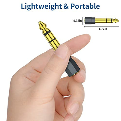 2 Pack 6.35mm 1/4 Male to 3.5mm 1/8 Female Stereo Headphone Adapter Audio Jack Plug Gold Plated for Speaker Headphone Guitar Digital Piano Amp Adapte (Grey)