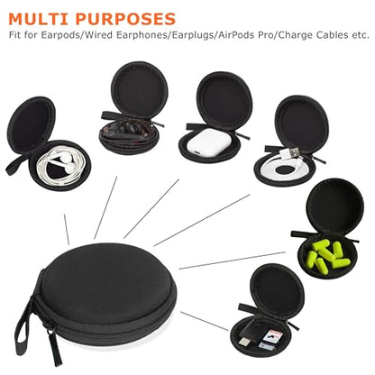Ginsco Mini-Portable Hard Shell Earbuds Case for Apple EarPods Headphones USB-C Wired Ear Buds/Skullcandy Jib Wired Earbuds, Travel Case for Earphones Earplugs (2, Black) - color: Black