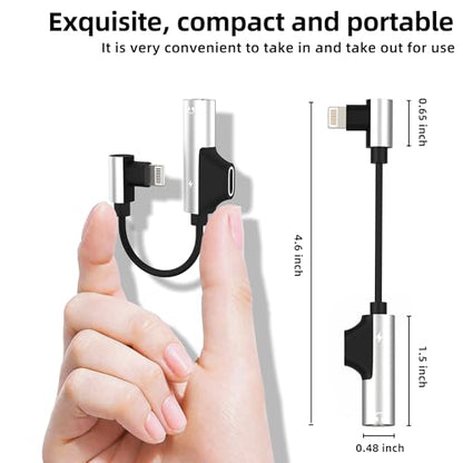 for iPhone Aux Adapter for 14 13 Pro Max Lightning to 3.5mm Headphone Jack (2in1) for Apple Mfi Certified Audio Charger Dual Accessories Charging Dongle Stereo Earphone Power Cable Tablet Converter
