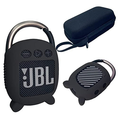 JCHPINE Silicone Cover and Carrying Case for JBL Clip 4 Bluetooth Speaker - color: Black
