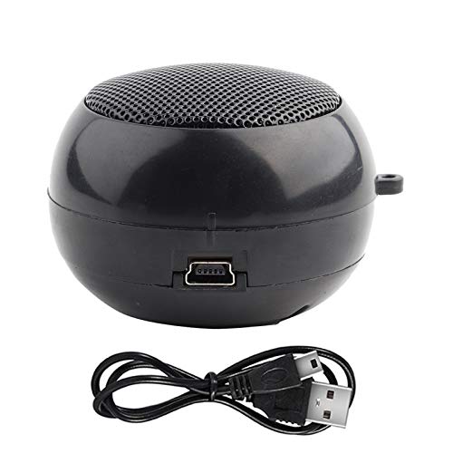 ASHATA Portable Mini Speaker, Plug in Speaker with 3.5mm Plug Retractable, Mono, 1.5Hrs Playtime, Compatible with MP3 MP4 MP5 Smartphone PC Laptop, 180mAh Battery, Black