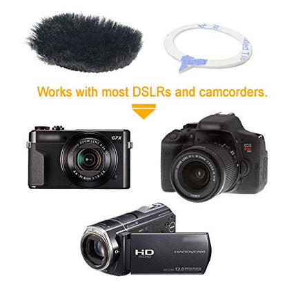 SUNMON Camera Mic Windscreen Dead Cat, Furry Camera Wind Muff Wind Cover for Canon G7X Mark II,Sony,Samsung,etc DSLR Mic Outdoor Windshield (8 Pack) - color: Camera Windscreen 2.4 CM