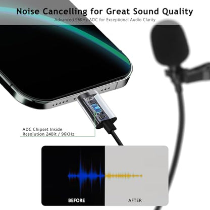 USB-C & USB-A Lavalier Microphone for Smartphones & Computers, 6.6 ft | Omnidirectional Clip-on Mic for iPhone 17/16/15, Samsung, Google, OnePlus and PCs, Ideal for YouTube, Interviews and Podcasts