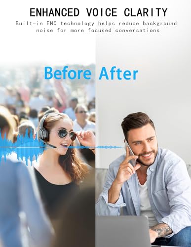 TECKNET Bluetooth Trucker Wireless Headset, Noise Cancelling Mic for Work | Single & Dual Ear, 50Hrs Battery, 3 EQ Music Modes, Clear Mic Wireless Headset for PC, Truck Drivers, Office & Call Center - size: OS-Dual Ear