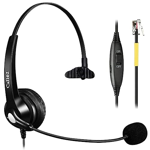 Callez RJ9 Telephone Headset for Yealink Grandstream Avaya Panasonic Snom | Office Phone Headset with Noise Cancelling Microphone, Work for Yealink T31P T33G T46U T54W T57W Grandstream GRP2612 2613