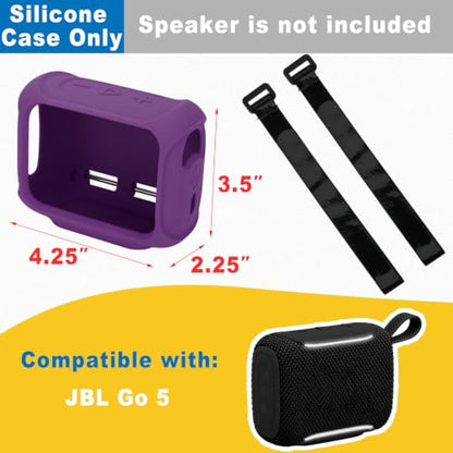 Silicone Case Cover for JBL Go 5 Portable Speaker(Deep Purple) | Travel Carrying Protective Pouch with Attach Straps for Bike Golf Cart Scooter - color: Deep Purple