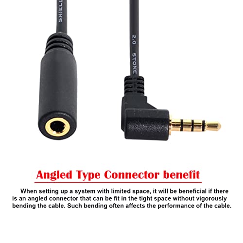 chenyang Headphone/Audio Extension Cable,4 Pole 3.5mm Male to 3.5mm Female Audio Stereo Headphone 90 Degree Angled Extension Cable 10cm - color: 4 Pole Audio/Microphone
